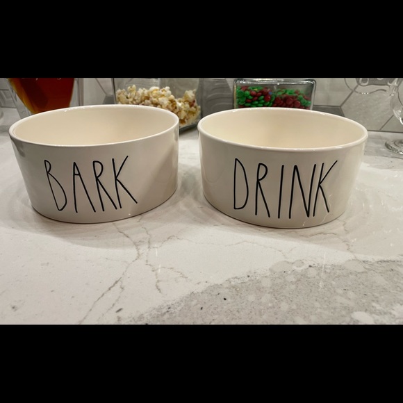 Rae Dunn Other - Rae Dunn Pet Dog Bowls (2) Bark & Drink Saying
